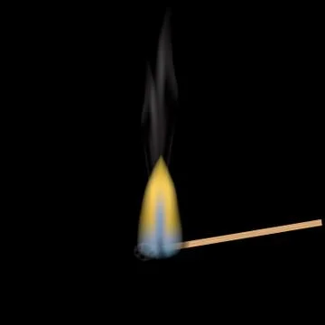 Realistic burning match. Match flame. The structure of the wood. Graphical .. Stock Illustration