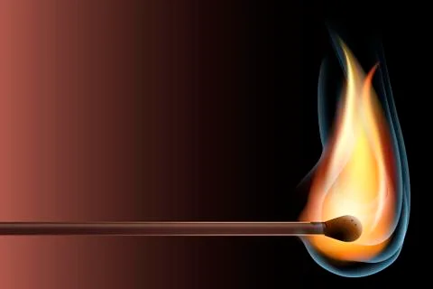 Realistic burning match. Open flame. Vector Illustration, EPS10. Stock Illustration