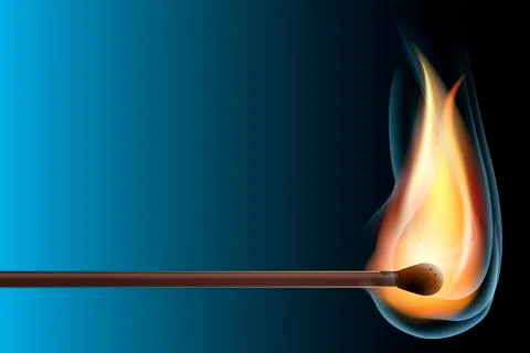 Realistic burning match. Open flame. Vector Illustration, EPS10. Stock Illustration