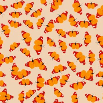 Realistic butterfly pattern. Seamless vector illustration of yellow butterflies Stock Illustration