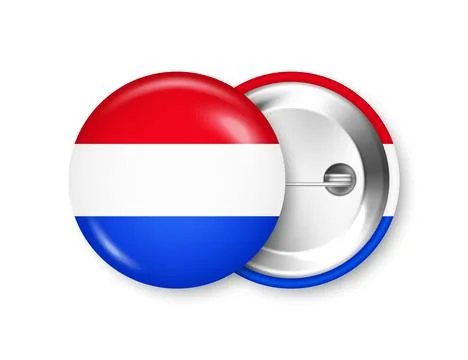 Realistic button badge with printed Dutch flag. Souvenir from Netherlands Stock Illustration
