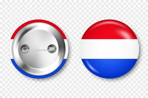 Realistic button badge with printed Dutch flag. Souvenir from Netherlands Stock Illustration