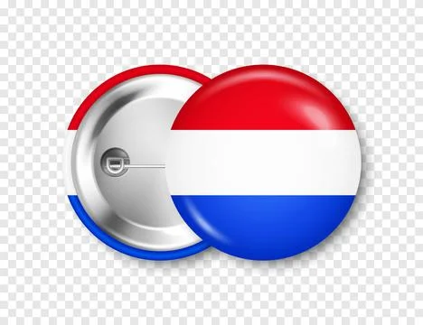 Realistic button badge with printed Dutch flag. Souvenir from Netherlands Stock Illustration