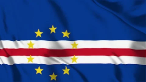Realistic Cabo Verde Flag flying waving in the wind Animation video HD Stock Footage 301876010
