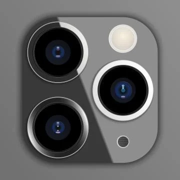 Realistic camera lens on smartphone, vector illustration Stock Illustration