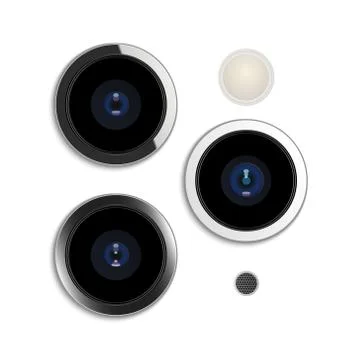 Realistic camera lens on smartphone, vector illustration Stock Illustration