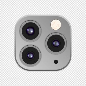 Realistic camera lenses 3D icon isolated Stock Illustration