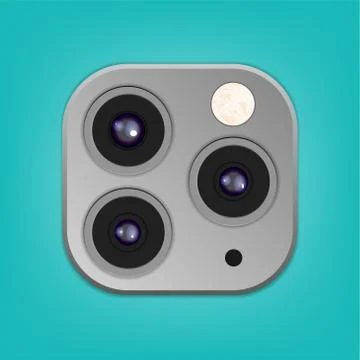Realistic camera lenses 3D icon isolated Stock Illustration