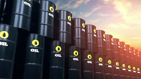 Realistic camera loop 3D animation of petrol drums staked in a warehouse Stock-Footage 334031259