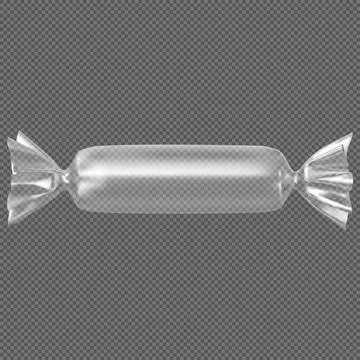 Realistic candy transparent polyethylene package mockup, vector product twisted Stock Illustration
