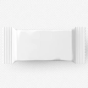 Realistic candy white paper or plastic package mockup, vector product wrapper Stock Illustration