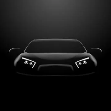 Realistic Car In The Dark. Front View Stock Illustration