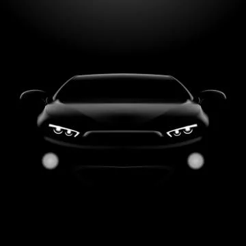 Realistic Car In The Dark. Front View Stock Illustration