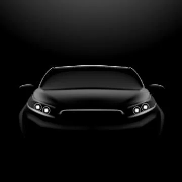Realistic Car In The Dark. Front View Stock Illustration