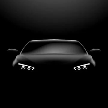Realistic Car In The Dark. Front View Stock Illustration