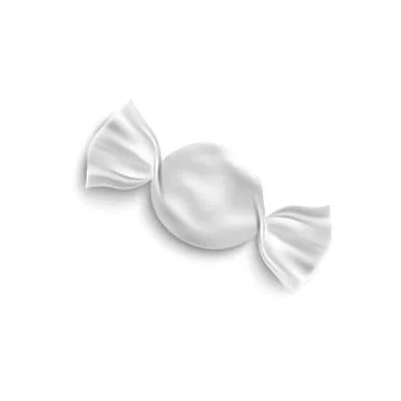 Realistic caramel candy white wrapper mockup vector illustration isolated. Stock Illustration