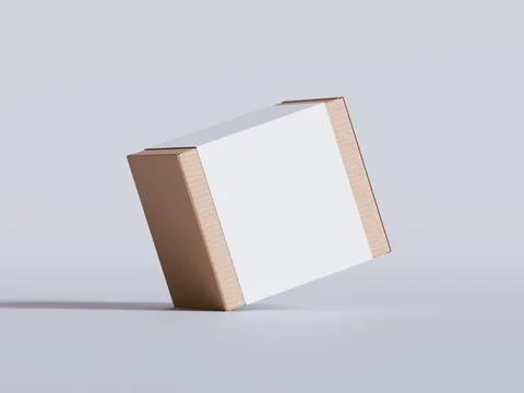 Realistic cardboard box on gray background blank label, Suitable for packagi Illustrazione stock