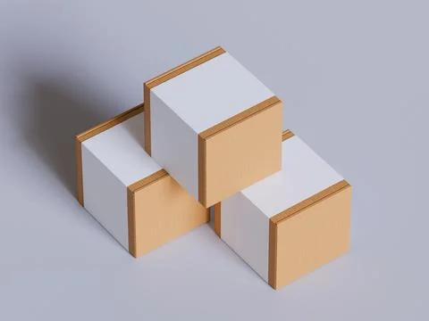 Realistic cardboard box on gray background blank label, Suitable for packagi Illustrazione stock