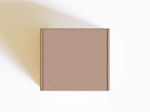 Realistic cardboard box on gray background blank label, Suitable for packagi Illustrazione stock