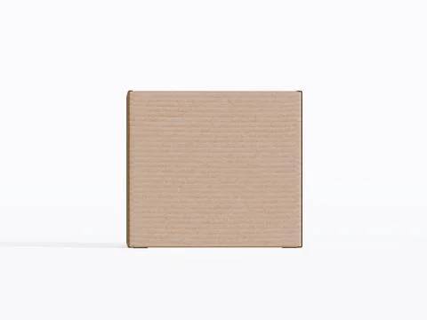 Realistic cardboard box on gray background blank label, Suitable for packagi Illustrazione stock
