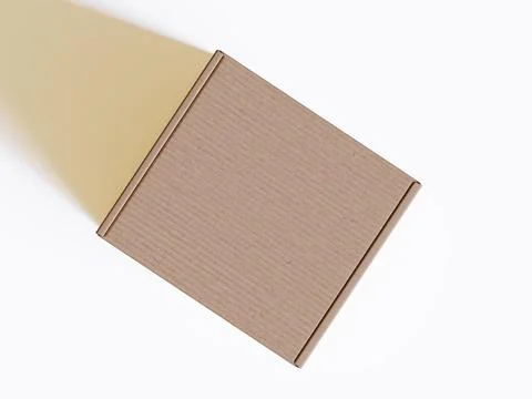 Realistic cardboard box on gray background blank label, Suitable for packagi Illustrazione stock