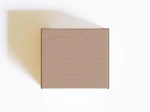 Realistic cardboard box on gray background blank label, Suitable for packagi Illustrazione stock