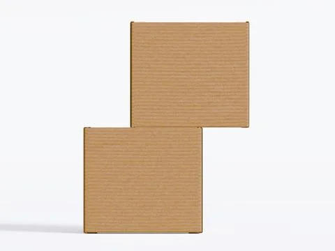 Realistic cardboard box on gray background blank label, Suitable for packagi Illustrazione stock