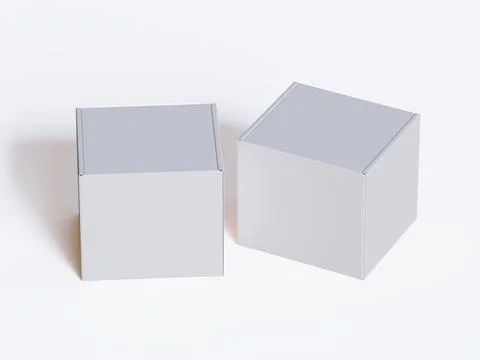 Realistic cardboard box on gray background blank label, Suitable for packagi Illustrazione stock