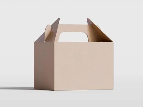 Realistic Cardboard box rendering image on gray background 3D illustration ( Stock Illustration