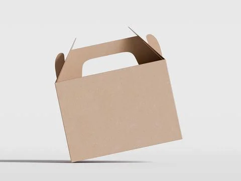 Realistic Cardboard box rendering image on gray background 3D illustration ( イラスト素材
