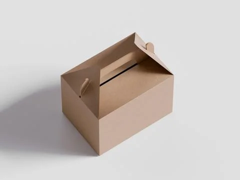 Realistic Cardboard box rendering image on gray background 3D illustration ( Stock Illustration