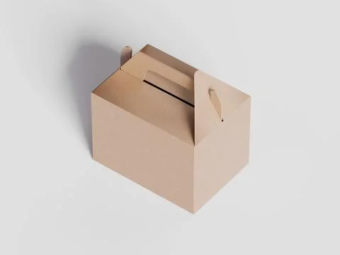 Realistic Cardboard box rendering image on gray background 3D illustration ( イラスト素材