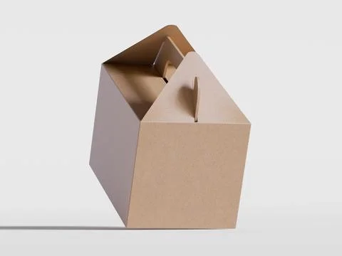 Realistic Cardboard box rendering image on gray background 3D illustration ( Stock Illustration