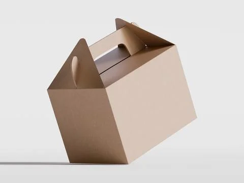 Realistic Cardboard box rendering image on gray background 3D illustration ( Stock-Illustration