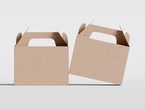 Realistic Cardboard box rendering image on gray background 3D illustration ( Illustrazione stock