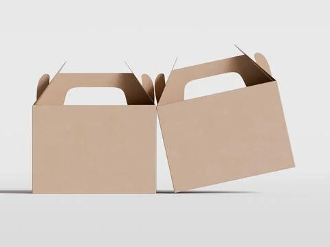 Realistic Cardboard box rendering image on gray background 3D illustration ( Illustrazione stock