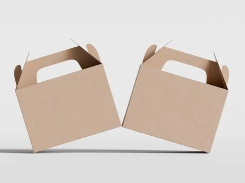 Realistic Cardboard box rendering image on gray background 3D illustration ( Stock-Illustration