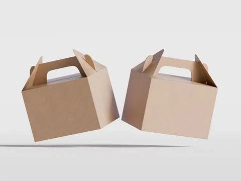 Realistic Cardboard box rendering image on gray background 3D illustration ( Illustrazione stock