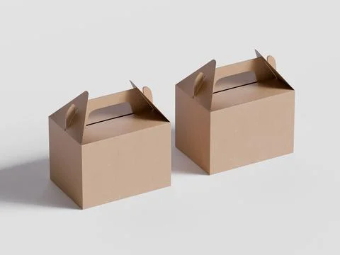 Realistic Cardboard box rendering image on gray background 3D illustration ( Illustrazione stock
