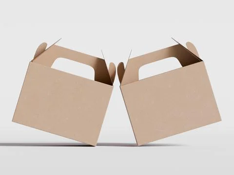 Realistic Cardboard box rendering image on gray background 3D illustration ( Stock Illustration