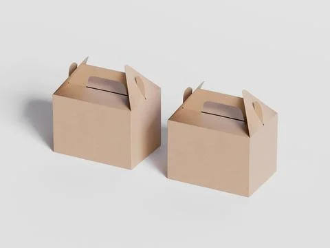 Realistic Cardboard box rendering image on gray background 3D illustration ( Illustrazione stock