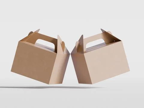 Realistic Cardboard box rendering image on gray background 3D illustration ( Stock-Illustration