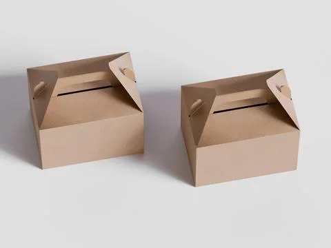 Realistic Cardboard box rendering image on gray background 3D illustration ( Illustrazione stock
