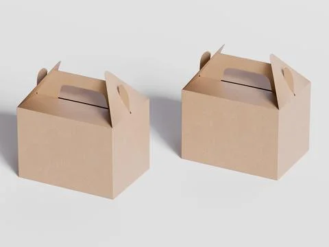 Realistic Cardboard box rendering image on gray background 3D illustration ( Illustrazione stock