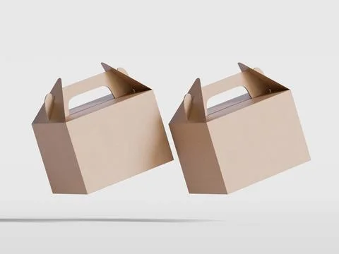 Realistic Cardboard box rendering image on gray background 3D illustration ( Illustrazione stock
