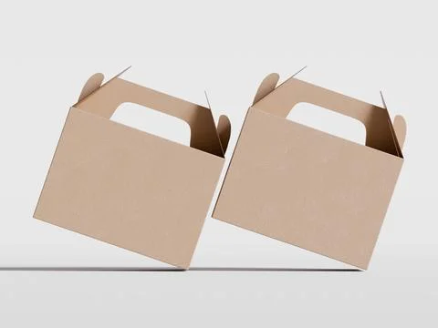 Realistic Cardboard box rendering image on gray background 3D illustration ( Stock Illustration