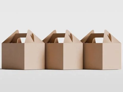 Realistic Cardboard box rendering image on gray background 3D illustration ( Stock Illustration