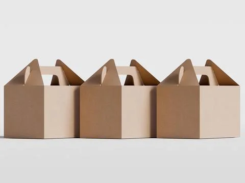 Realistic Cardboard box rendering image on gray background 3D illustration ( Illustrazione stock