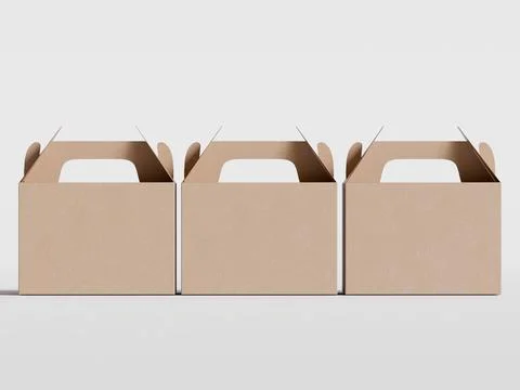 Realistic Cardboard box rendering image on gray background 3D illustration ( Stock-Illustration