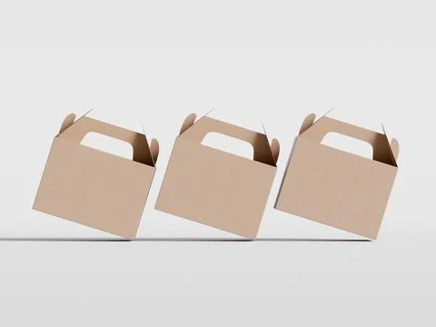 Realistic Cardboard box rendering image on gray background 3D illustration ( Illustrazione stock